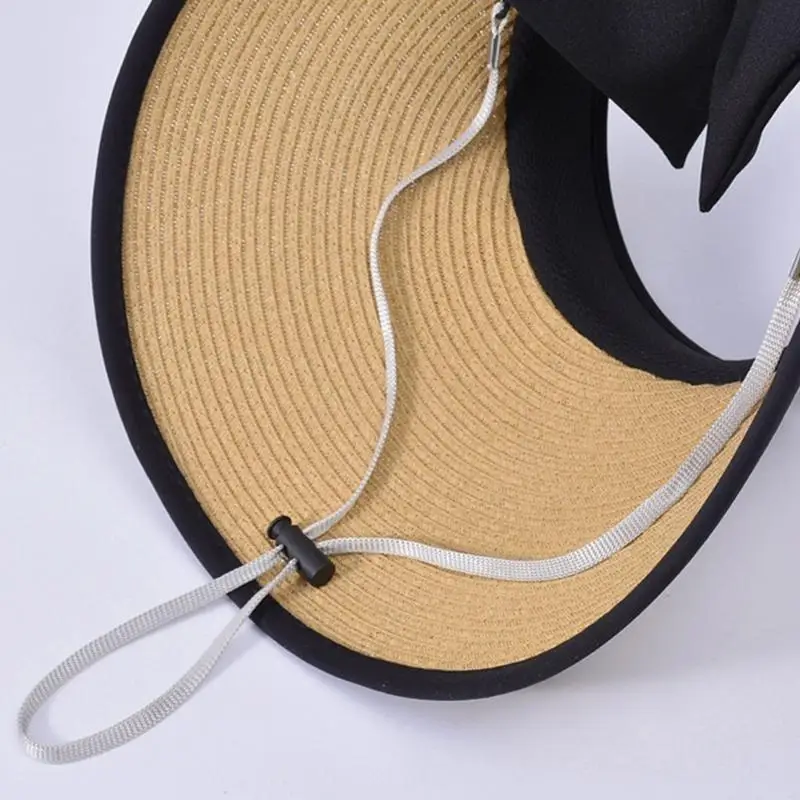 39BD Adult Foldable Straw Hat Portable Wide Brims Hat Simple Empty Top for Outdoor