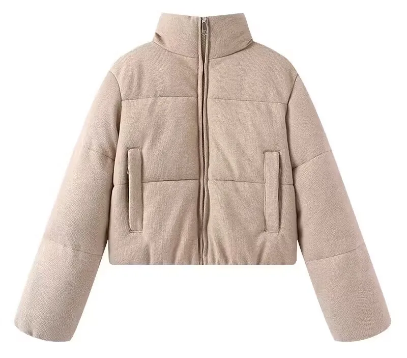 

Parkas Womens Korean Fall Colorful Contrasting Stripes Layered Quilted Baggy Corduroy Ribbed Hem Elastic Waistband Flap Pockets