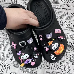 MINISO Cartoon Cute Purple Kuromi Shoe Decoration 3D Trendy Detachable DIY Charm Girl Sandals Buckle Children's Party Gift