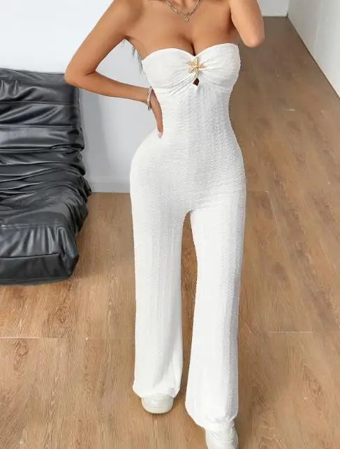 

Sexy Hot Girl Solid Color Wide Leg Pants Women's Jumpsuit Women's 2025 Spring/summer
