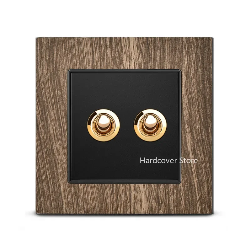 High Quality Home Improvement Retro Wall Light Brass Lever Wood Grain Color Panel Switch 1-4 Gang 2 Way Toggle Switch