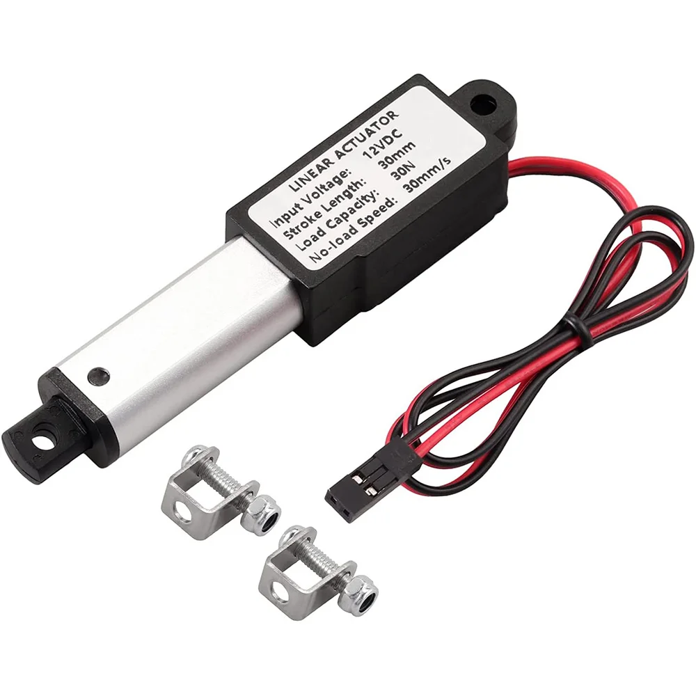 12V Mini Linear Electric Actuator Linear Actuator Speed 30mm/S Brushed DC Motor 30N Waterproof with Mounting Brackets