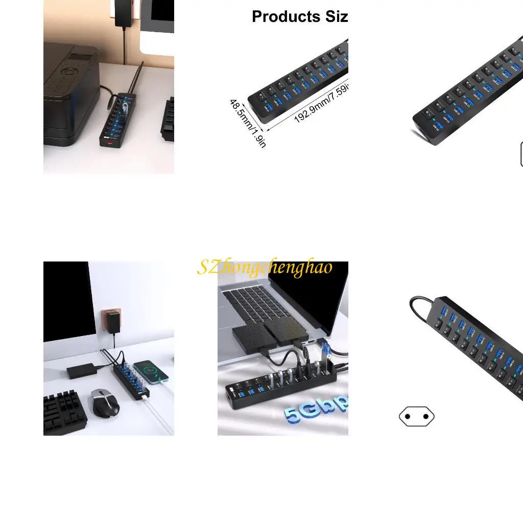 

Powered USB Hub 10 Port USB Hub Splitter 10 in 1 USB Charging Port 601D