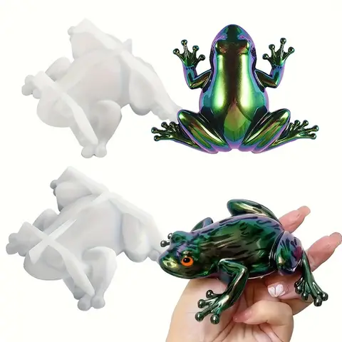 2Pack of Frog-Shaped Silicone Molds，For resin casting，3DAnimal epoxy resin mold，ApplicableDIYHandicrafts、Halloween Decoration an