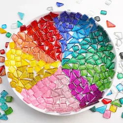 100g Assorted Color Glitter Glass Mosaic Tiles for DIY Crafts Supplies blue green  wholesale bulkhobby arte