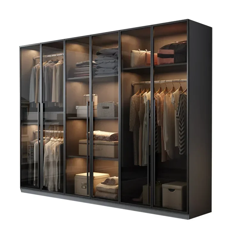 

Modern wardrobes L shape with LED light walk in closets