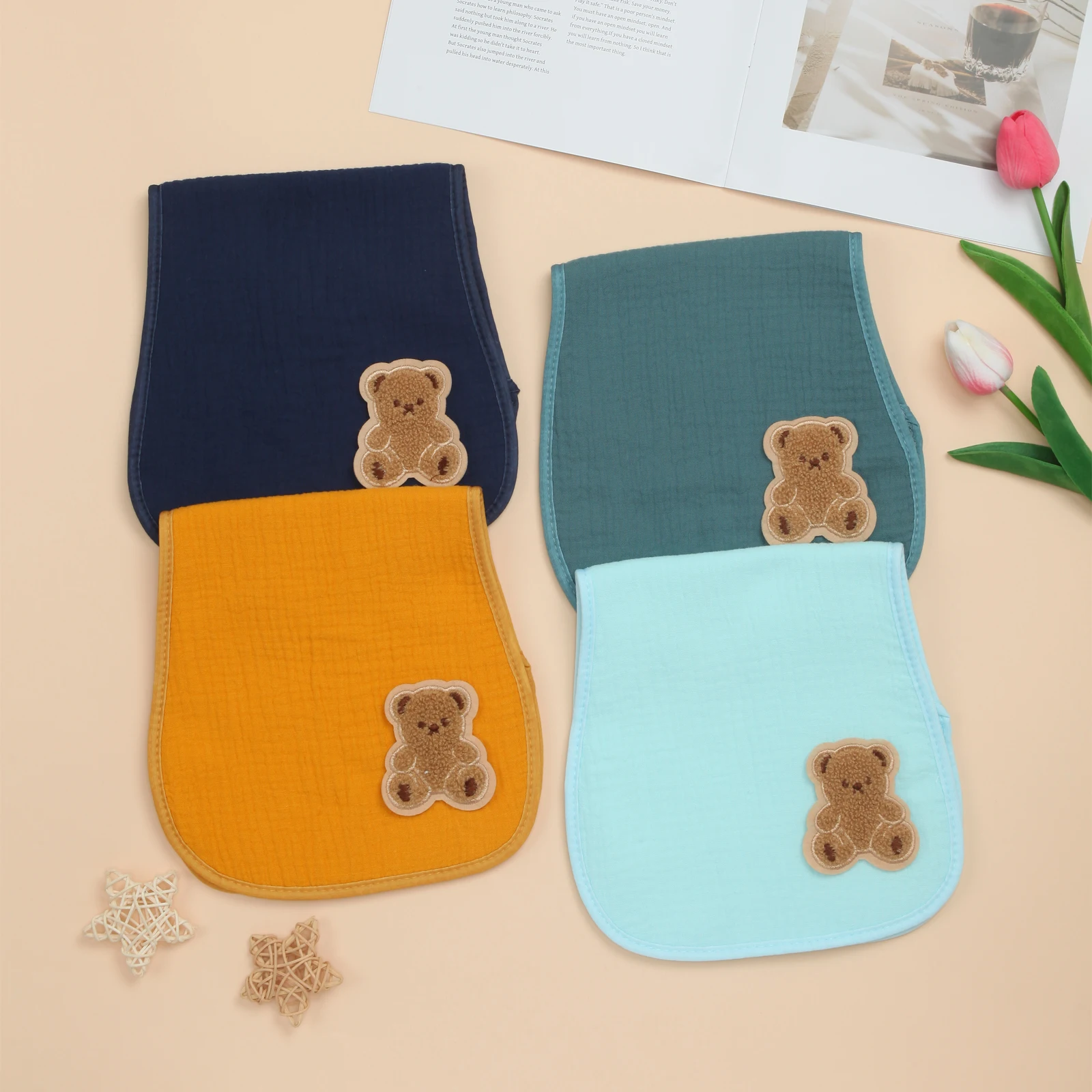 

4 Pack Large Baby Burp Cloths Cotton Burping Rags for Babies Boys Girls Extra Soft and Absorbent Babies Burping Cloths