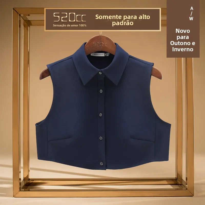 Elegant-faux-col-bleu-a-col-pointu-pour-femmes-accessoire-de-chemise-tendance-polyvalent-et-amincissant-pour-l'automne-et-l'hiver