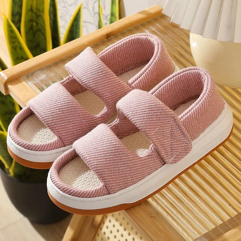 Summer home slippers thick-soled sandals double straps wide sandals do not slip comfortable walking sandals for men and women - Image 4