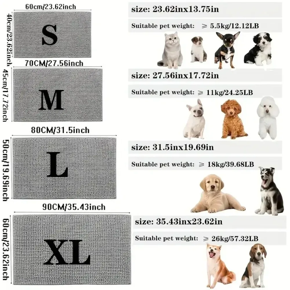 Solid Color Pet Door Mat Super Absorbent Extra Dense Chenille Soft Bathroom Non-slip Floor Mats Dirt-resistant Entrance Mat view 6