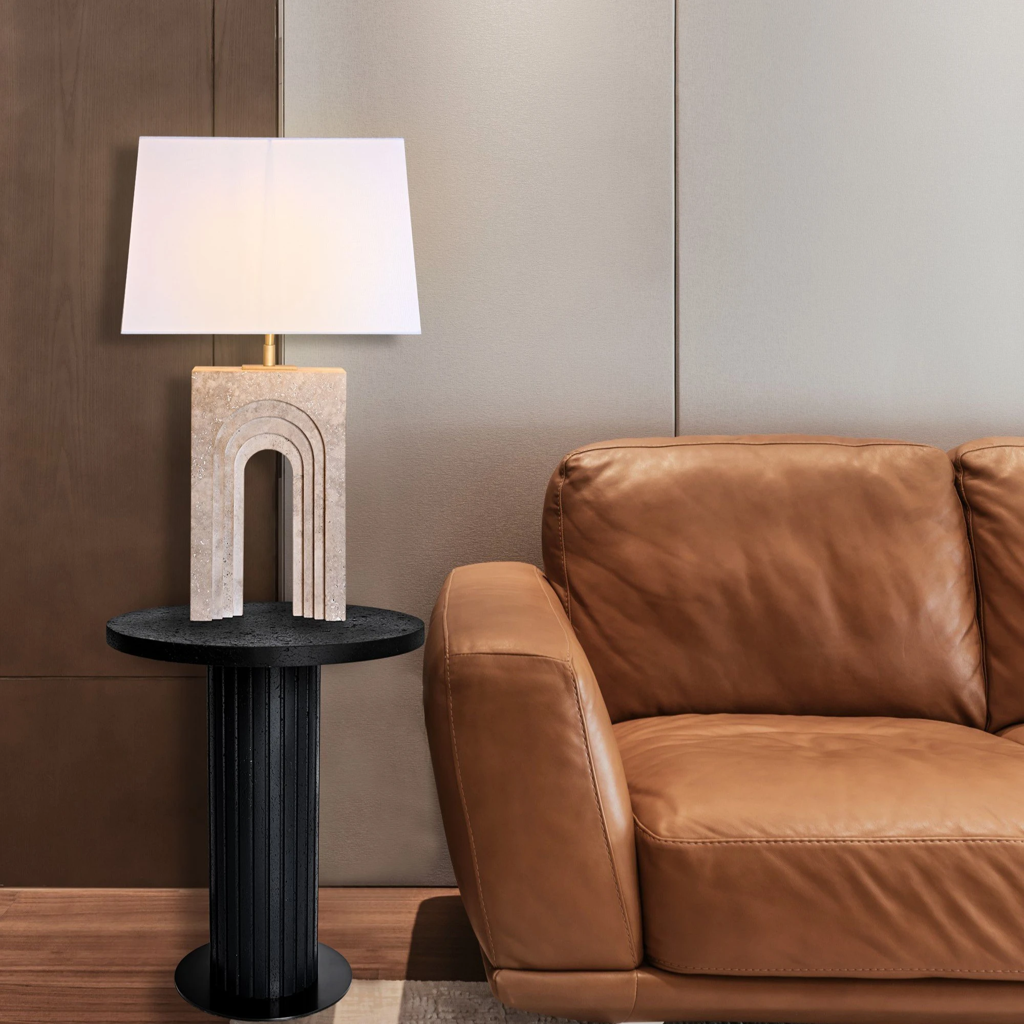 Living Room Decorative Lighting Arched Door Natural Lime Hua Marco Stone Base Bedside Dimmable Desk Lamp