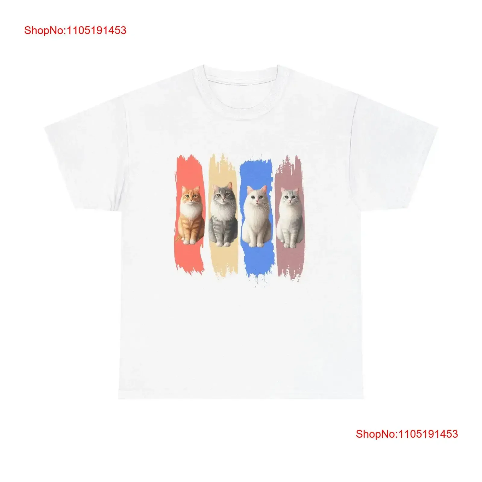 

Brush Stroke Cats T Shirt Heavy Cotton Shirtn Apparel Cat Lover vintage Washed Unisex homme Casual Stylish Stretched Breathable