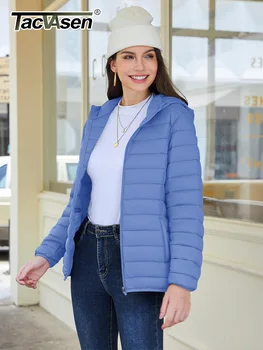 Women’s Hooded Puffer Jacket 3 TACVASEN Full Zip Up Hooded Puffer Jacket Womens Winter Quilted Warm Coats Casual Windbreaker Padded Lightweight Outdoor Outwear 3