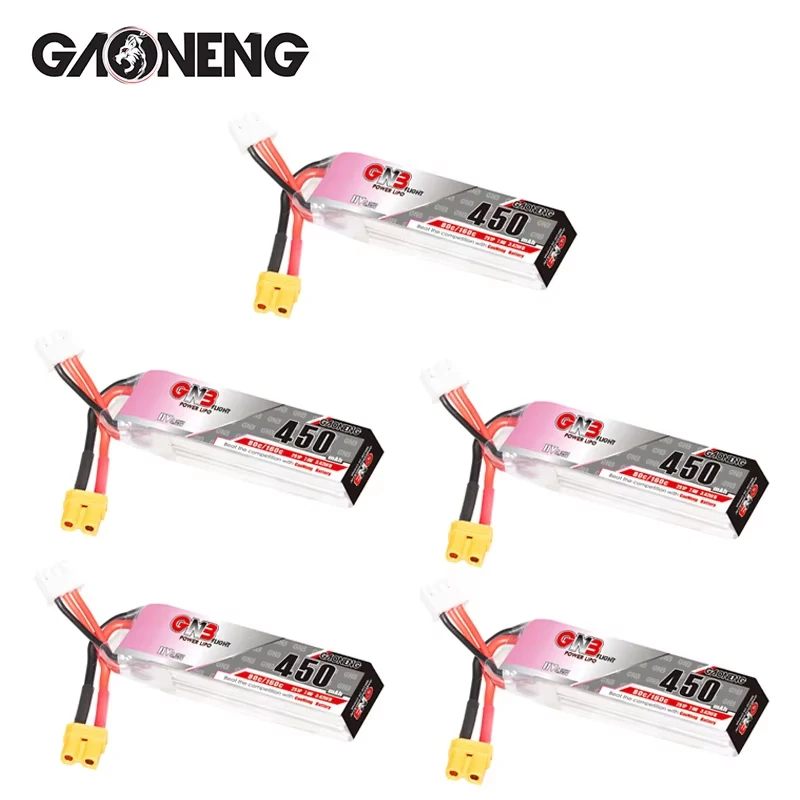 GNB 2S 7,6V 450mAh 80C/160C HV Lipo-Akku mit XT30-Anschluss für Renndrohnen, FPV-Quadcopter, Hubschrauberteile, 7,6V-Akku