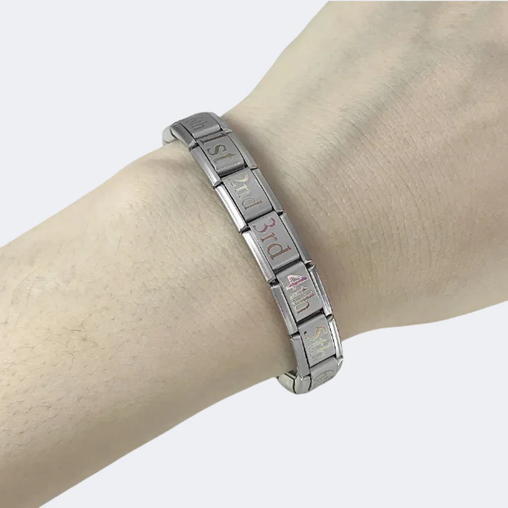 새로운 패션 1st-31st 생년월일 이탈리아어 매력 링크 여성을위한 9mm 팔찌 스테인레스 스틸 남성 선물 쥬얼리 DIY 만들기