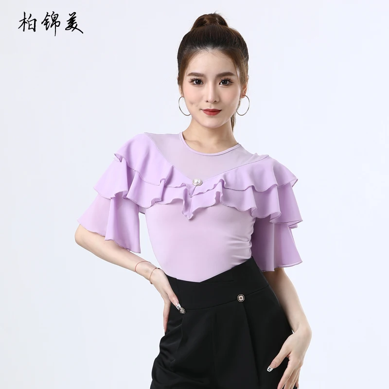 Top de baile moderno para mujer, vestido de entrenamiento de Baile Social, baile latino profesional, ropa de rendimiento, nuevo vals