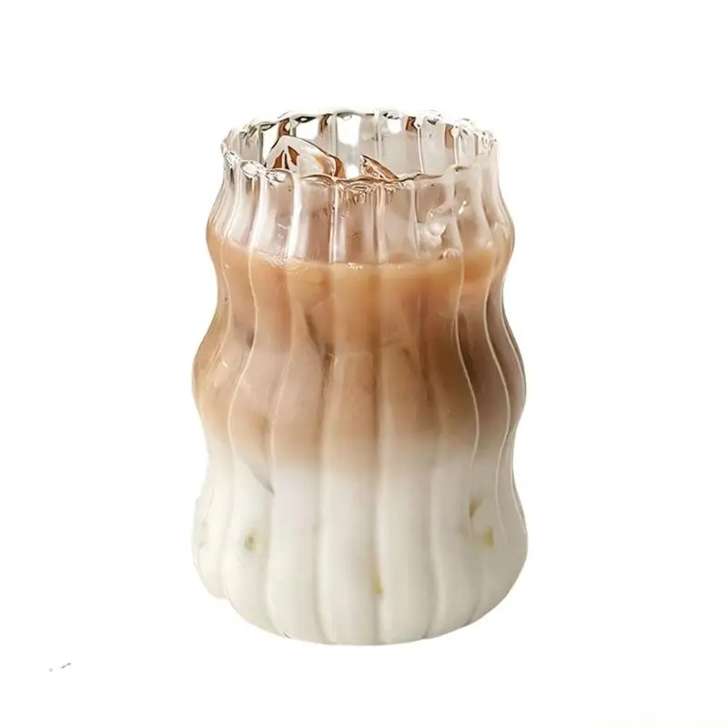 QX2E Elegant Glass Coffee Cup With Large Capacity For Hot And Cold Drinks Beverages