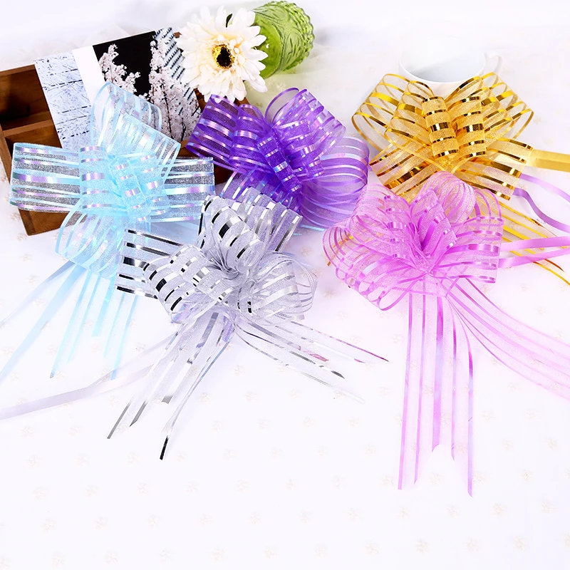 10pcs New Pull Bows Gift Knot Ribbon Christmas Wedding Gift Decoration Knot Birthday Decor Gift Wrapping Bows Packing Car Decor