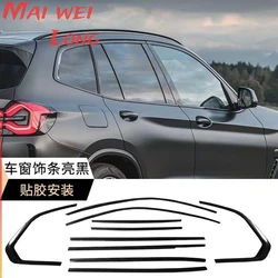 car styling Black Steel Window Molding Frame Strips Trim Cover For BMW 3 Series G20 i3 X3  X1 U11 2016-2024