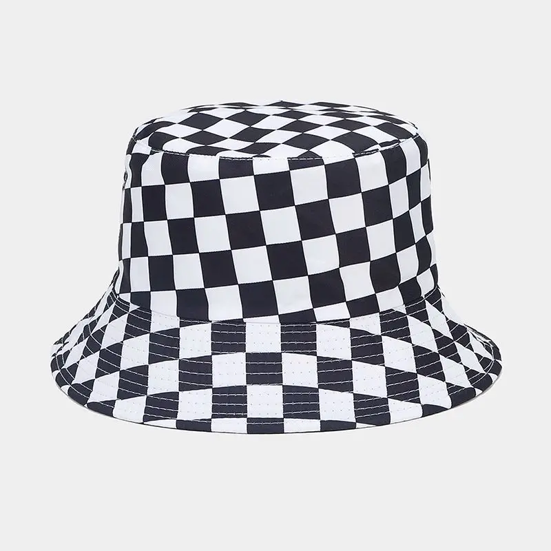 New Fashion Plaid Bob Hat Panama Bucket Hats Women Mens Reversible Travel Beach Fishing Cap Streetwear Hip Hop Caps