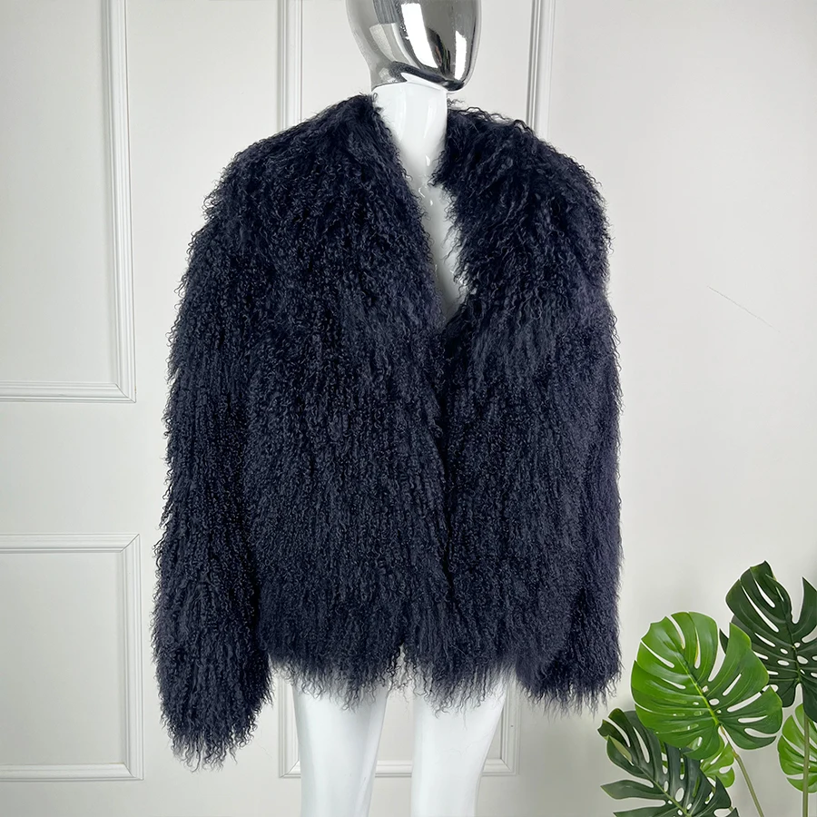 Ladies Sheepskin Coat Winter Short Natural Fur Jacket High Quality Mongolian Lamb Fur Coat Women's Clothing Free Shiping