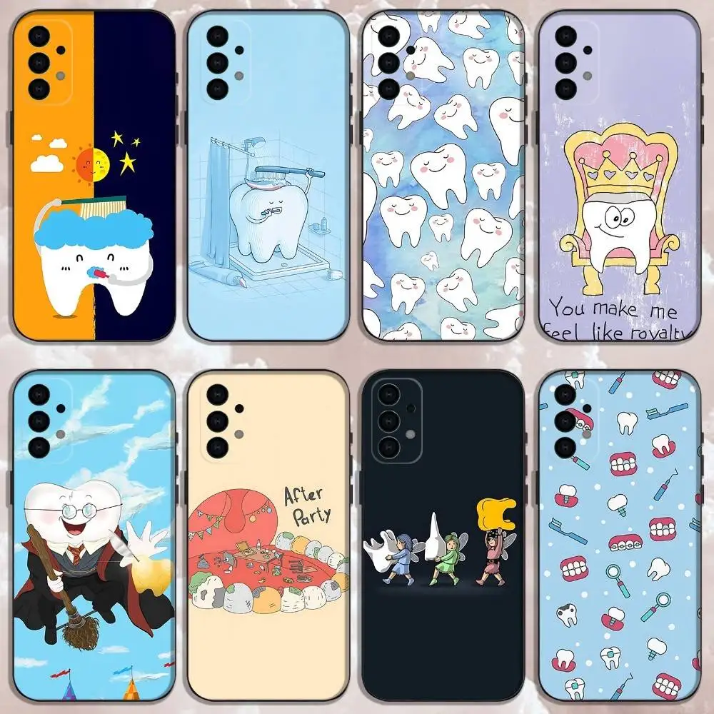 

Tooth Teeth Funny Dentist Phone Case For Samsung Galaxy A13,A21s,A22,A31,A32,A52,A53,A71,A80,Soft Black Shell