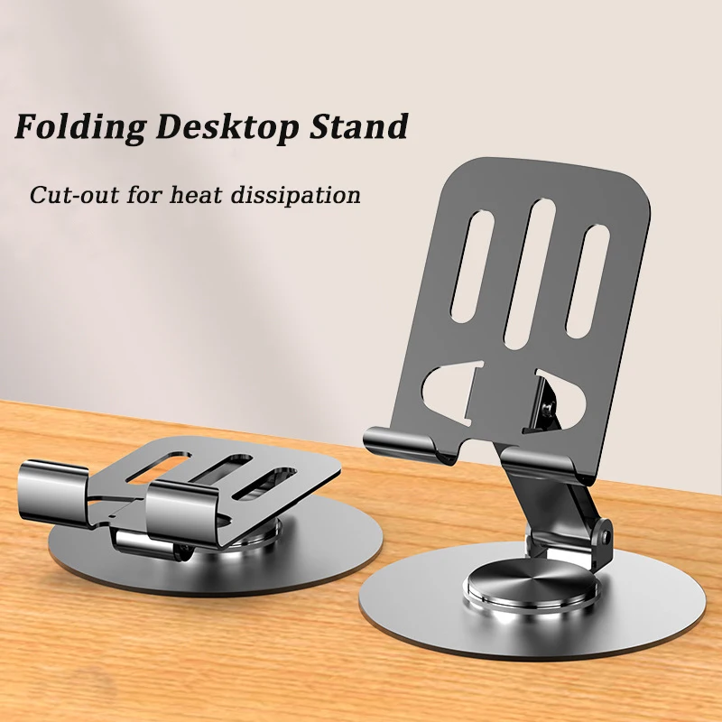Metal Aluminum 360° Rotation Tablet Holder Folding Universal Phone Bracket Portable Adjustable Desktop Stand For iPad And Phone