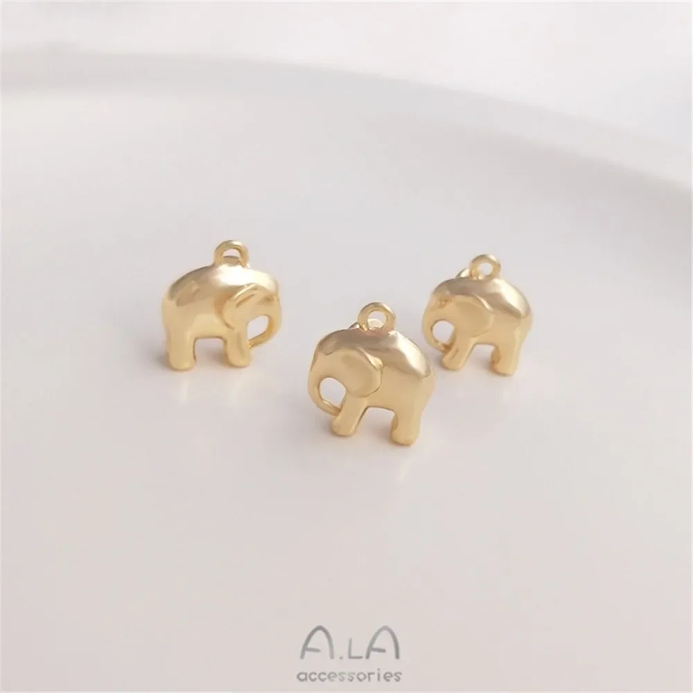 14K gold bag color protection lovely Elephant Pendant bright small pendant hand DIY Bracelet Necklace Jewelry Pendant