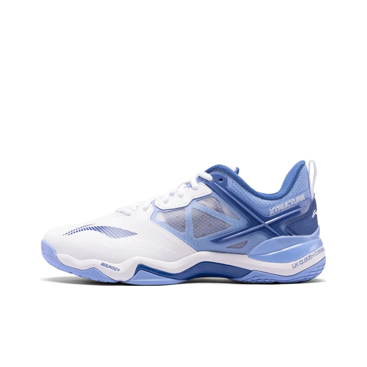 Li Ning Sonic Boom OP Textile, Synthetic Leather Abrasion Resistant Low top Badminton Shoes Men's White Blue AYZQ009-9