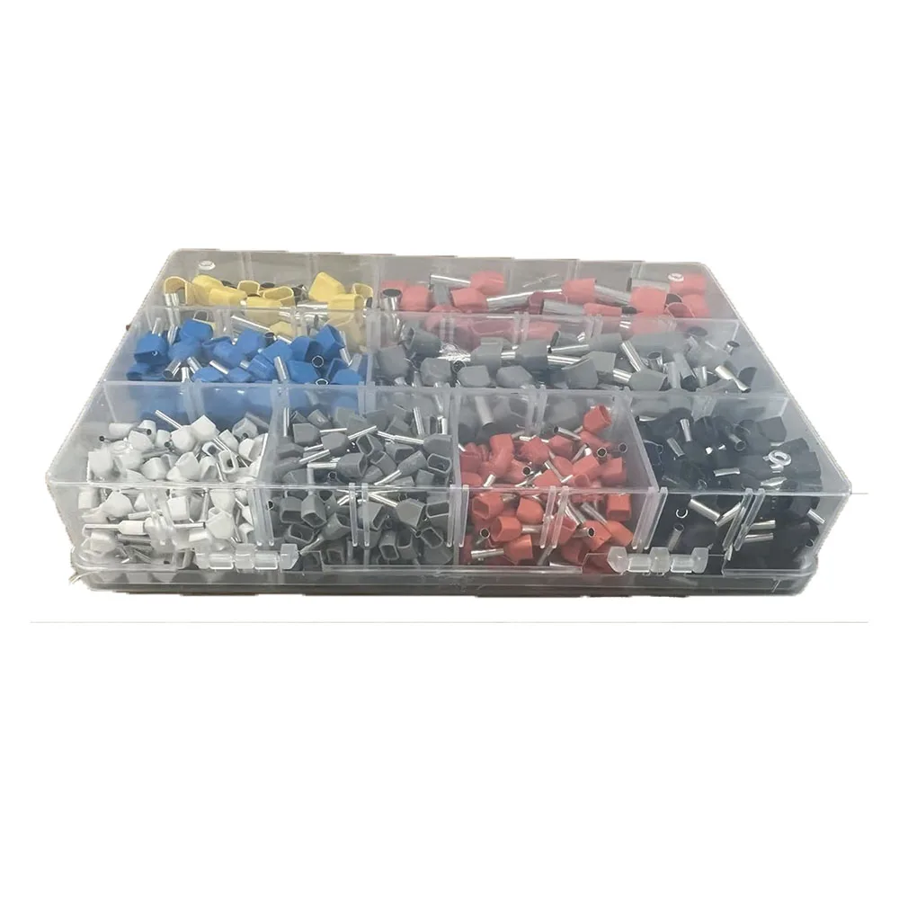 800PCS Double Wire Ferrule Kit - Dual Barrel Ferrules Connectors for AWG 22-7 Ideal for Electrical Industrial and DIY Projects