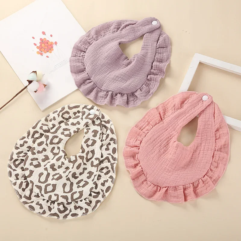 INS Hot-Baberos Kawaii de algodón para niñas recién nacidas, toalla de muselina para Saliva, flores, cereza, leopardo, encaje para bebés, accesorios