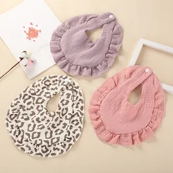 INS Hot Baby Bibs Kawaii Newborn Girls Cotton Muslin Saliva Towel Flowers Cherry Leopard Lace Babies Accessories Children Stuff