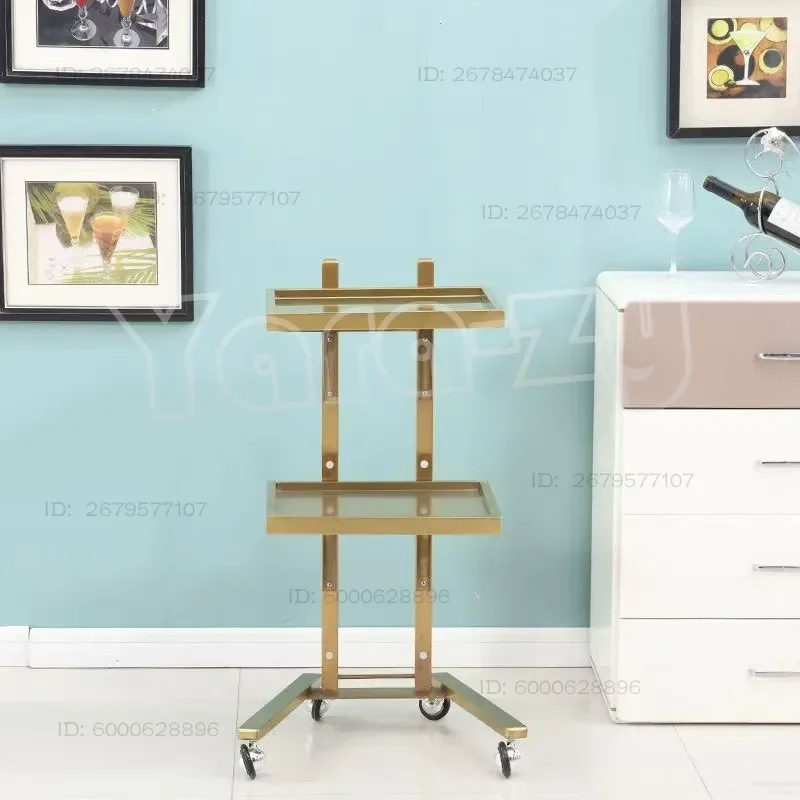 Multi-Layer Movable Storage Racks Stainless Steel Trolley Universal Wheel Shelf Home Bathroom Living Room Floor