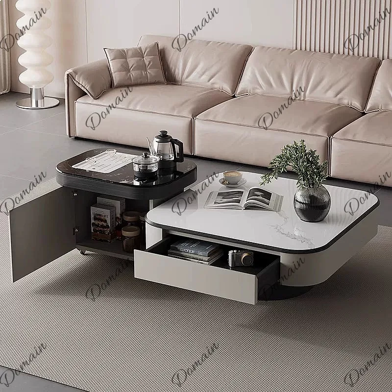 Modern Minimalist Movable Kung Fu Tea Table, Multifunctional Mobile Tea Cart for Living Room, Office