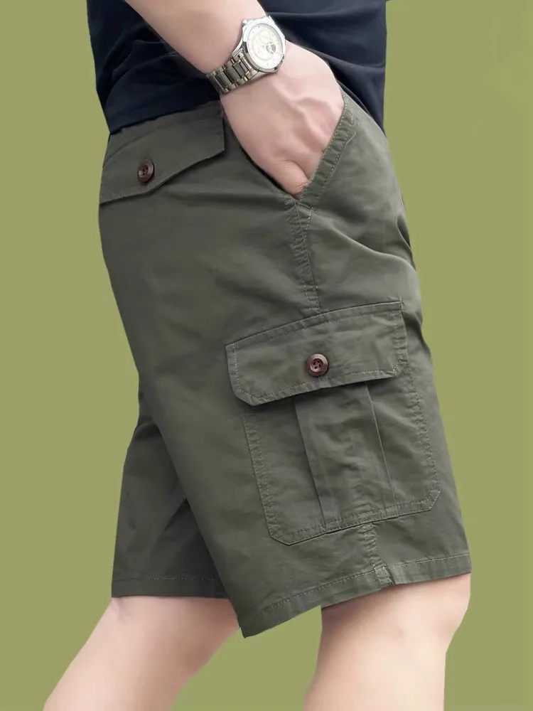 

Летние повседневные мужские рабочие брюки свободного кроя, прямые, модные, средней длины, из полиэфирного волокна, для молодежи