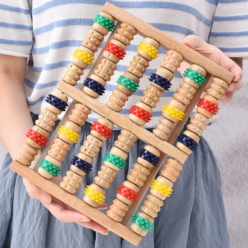 

6 Roller Wooden Foot Massager Roller Heath Therapy Acupressure Relax Massage Stress Relief Shiatsu Roller Feet Massager