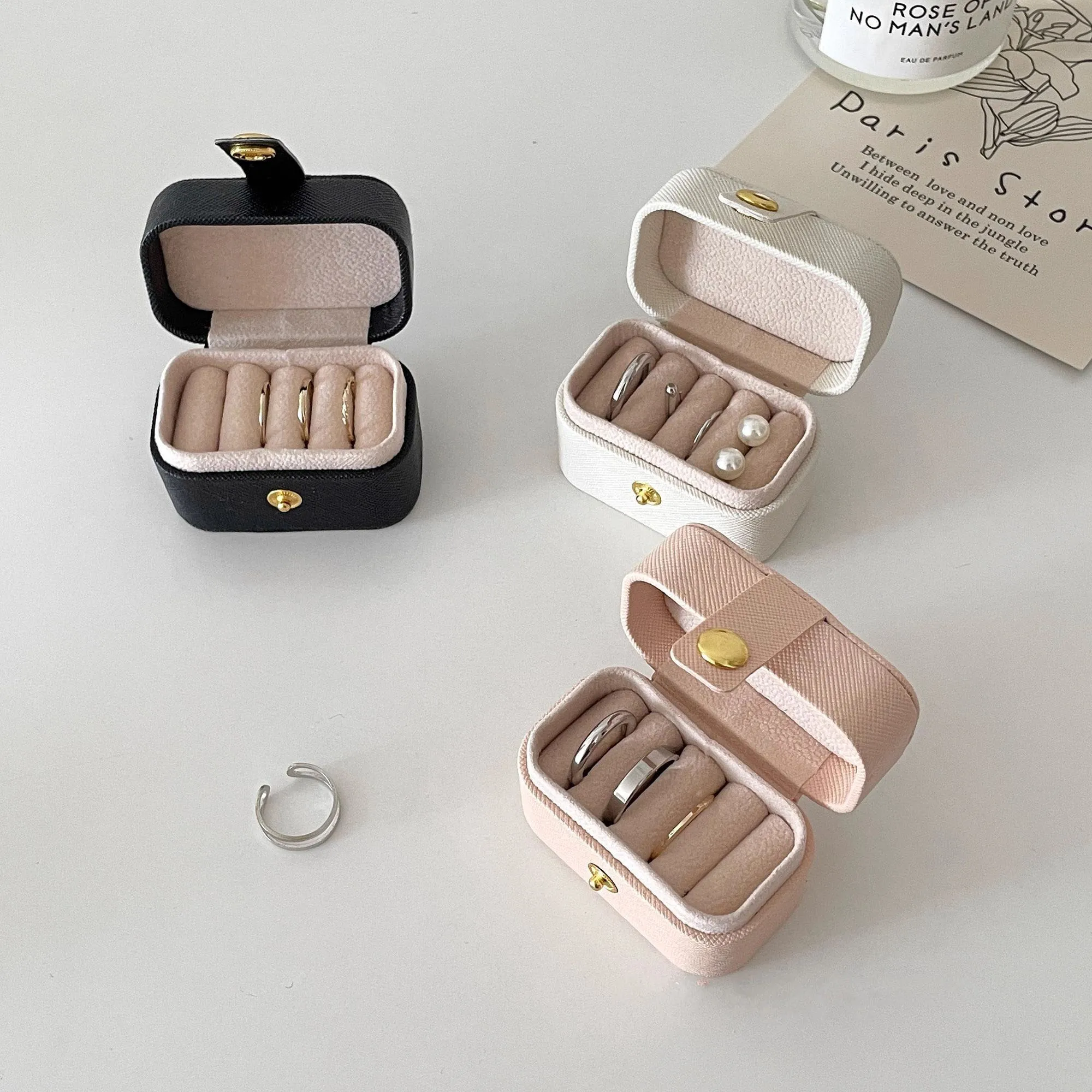 2026 Mini Portable Small Jewelry Storage Bag Travel Simple Leather Ring Necklace Earrings Storage Box Organizer Display Gift Box