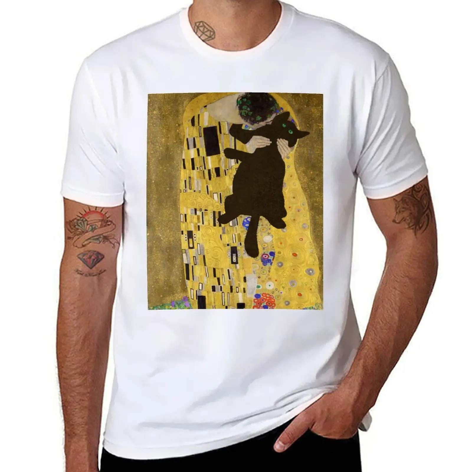 

Gustav Klimt Cat , Klimt the Kiss Cat, Funny Cat mom gift, Black Cat Art T-Shirt funny t shirts dark humor T-Shirt