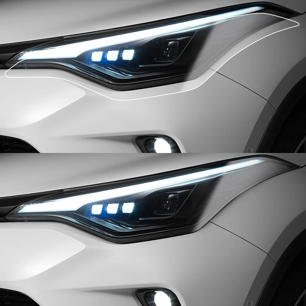 For Toyota C-HR 2021-2023 Smoke Black Anti-Scratch High-Gloss Auto Headlight Protective Film Pre Cut Car Vinyl Wrapping Film
