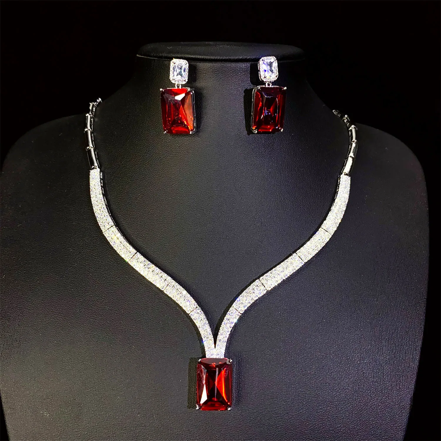 HIBRIDE French Exquisite Bridal Women's Jewellery Set Necklace Earrings Dress Party Evening Party Hundred with Jewellery S-512