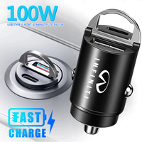 100W QC3.0 PD Mini Car Charger Fast Charging Car USB Type C Charger For Infiniti Q50 G37 FX30 FX35 Q60 QX50 JX35 QX70 Q30 FX50
