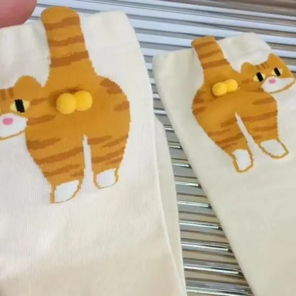 

1/2 пары хлопковых носков с милыми кошачьими шариками, кавайные вязаные носки в стиле Лолиты, носки для пар с принтом кота, женские носки средней длины для девочек