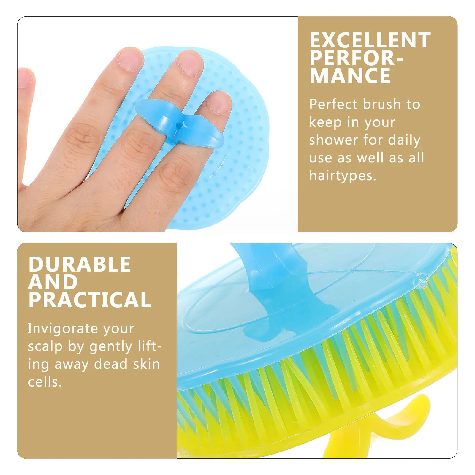 

3pcs Scalp Massage Brush Head Body Massager Shower Bath Tool Exfoliate Dead Skin Improve Blood Circulation Hair Growth Styling