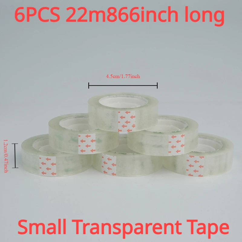 6Pcs Small Office Transparent Tapes School Kids Students Adhesive Tape Packaging Supplies Home Manual Packing Tape New