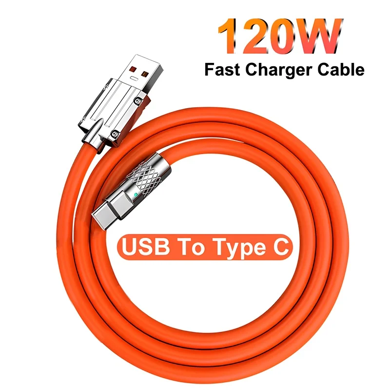120W 6A Super Fast Charge Type C Liquid Silicone Cable Quick Charge 1M USB Cable USB C Charger Cable For Huawei Samsung Xiaomi