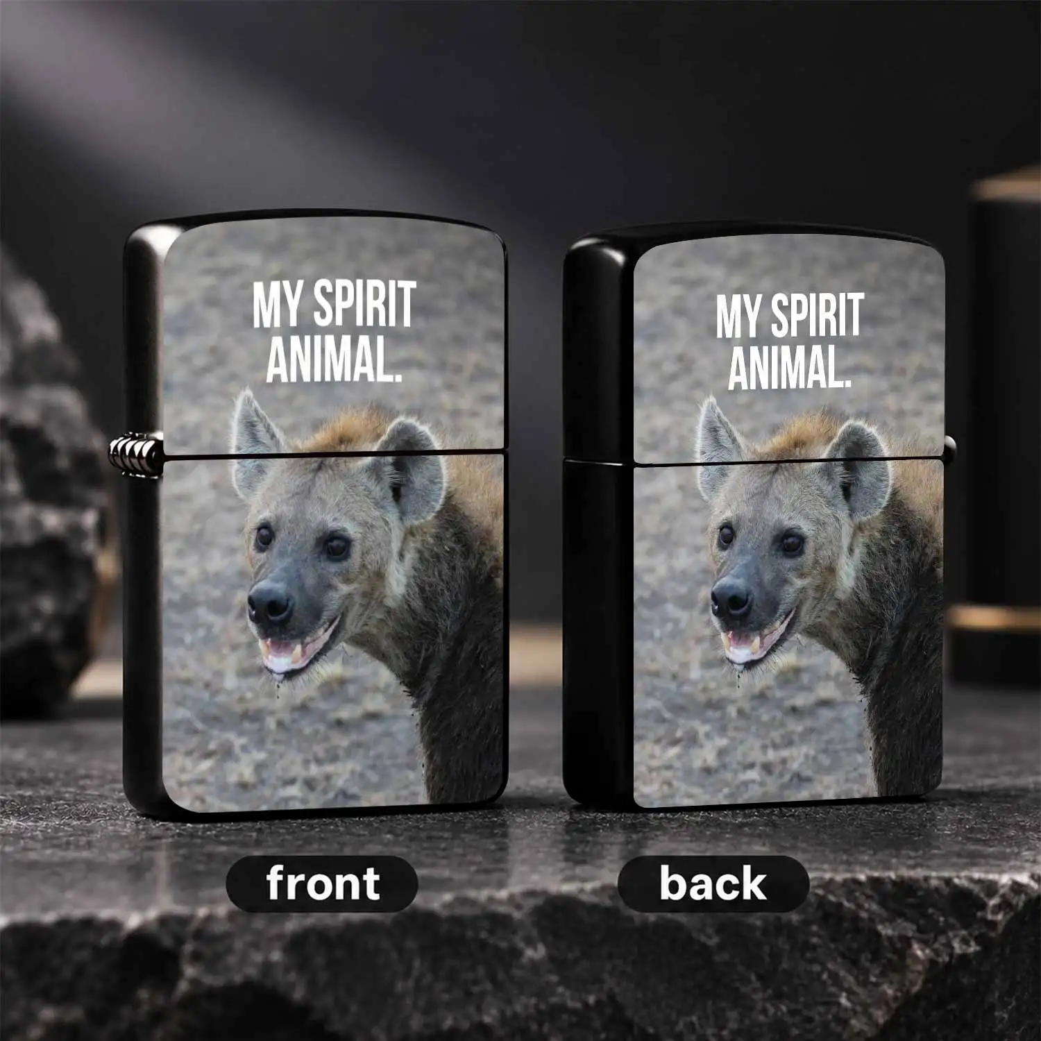 Fun Spotted Hyena My Spirit Animal Themed Lighter, Portable Daily Use Accessory, Fits All Scenarios For Outdoor Camping Hiking Indoor Daily Gathering, Unique Playful Pattern Design, Ideal Novelty Gift For A Humorous And Interesting Lighter