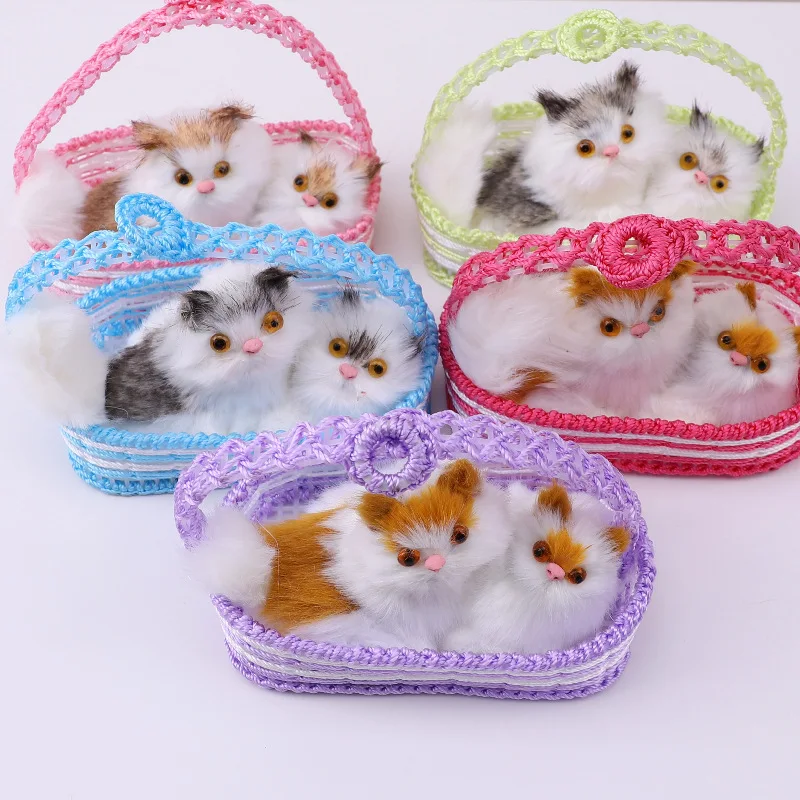 

Voice controlled basket cat will call artificial animal stall Basket Cat crafts zoo toys cute cat children gift girl