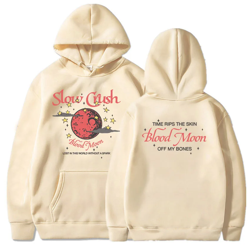 

Slow Crush BLOOD MOON Hoodies Fashion Graphic Printing Sweatshirt for Male Casual Long Sleeve Men Women Pullovers Streetwear Boy