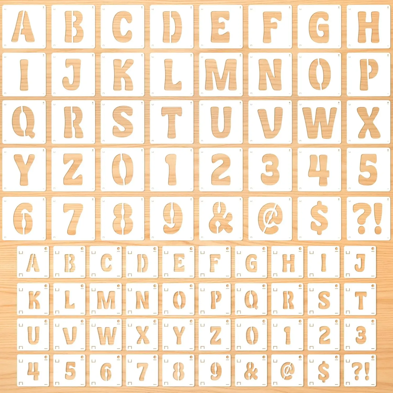80Pcs Reusable Plastic Alphabet & Number Stencils, 1Inch & 2Inch Large Letter Stencils for Wood Wall Signage Fabric Chalkboard
