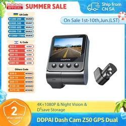 DDPAI 4K Dash Cam Z50 Front and Rear Cam Car Camera with 4K  Built-in WiFi GPS ADAS Dual Dash Camera Car DVR Support Rear Cam
